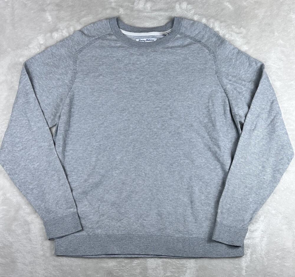 Tommy Bahama Island Zone Shirt Men’s Sz XL Grey Long Sleeve Thermal Waffle Knit